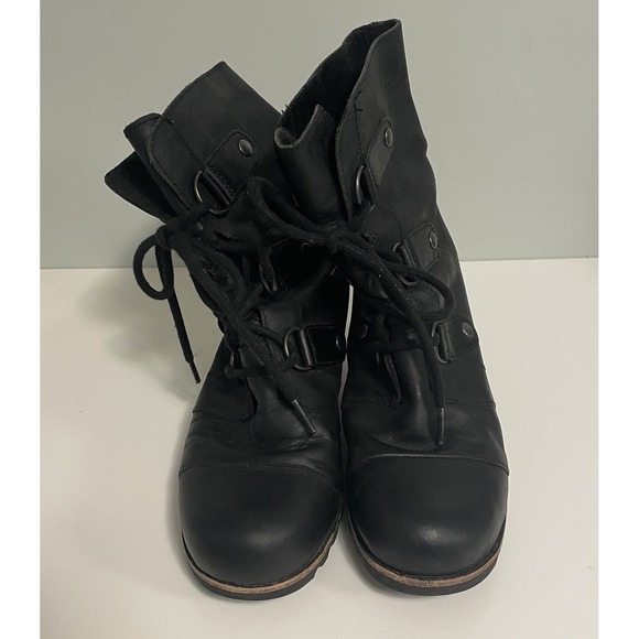 Sorel Joan of Arctic Wedge Black Waterproof Lace Up Bootie Womens 7.5 - Picture 2 of 11